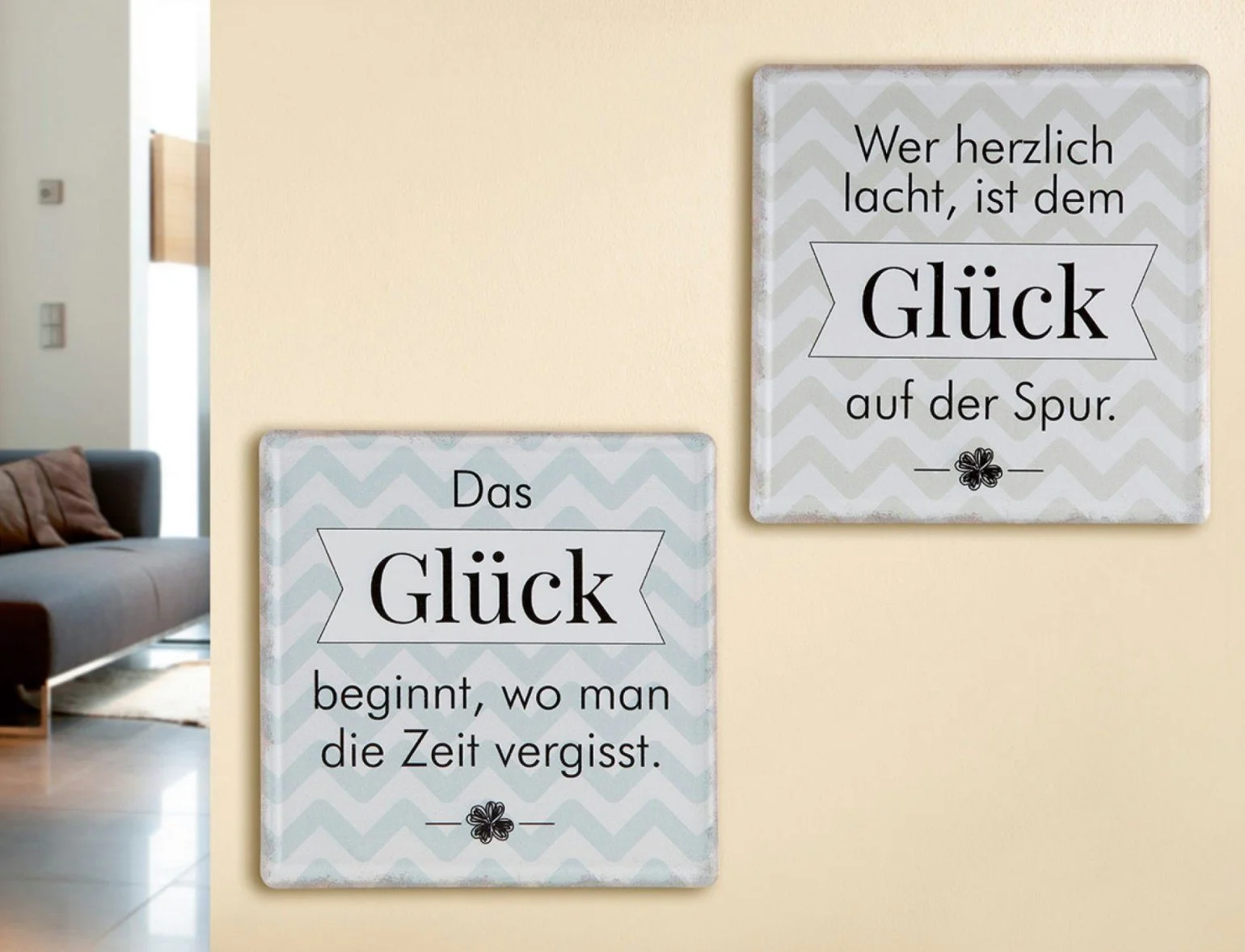 GILDE Metallschild – „Glück beginnt da, wo man die Zeit vergisst“